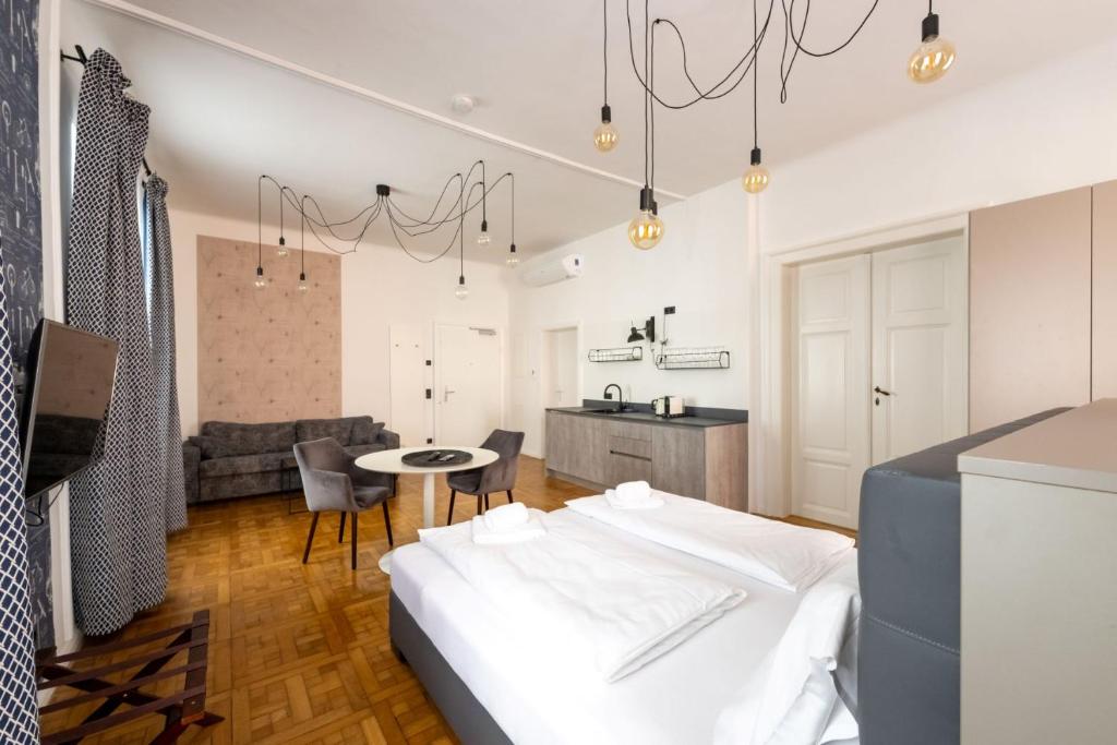 Kuchyň nebo kuchyňský kout v ubytování Designer Boutique Apartments Graz Trauttmansdorffgasse