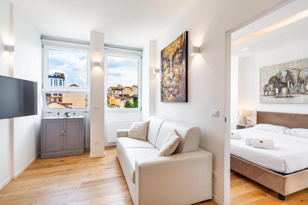 Ένα ή περισσότερα κρεβάτια σε δωμάτιο στο Moscova Luxury Home