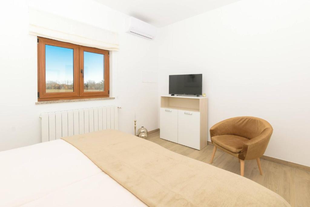 Telewizja i/lub zestaw kina domowego w obiekcie Relaxing pool villa Mattuzzi in Loborika