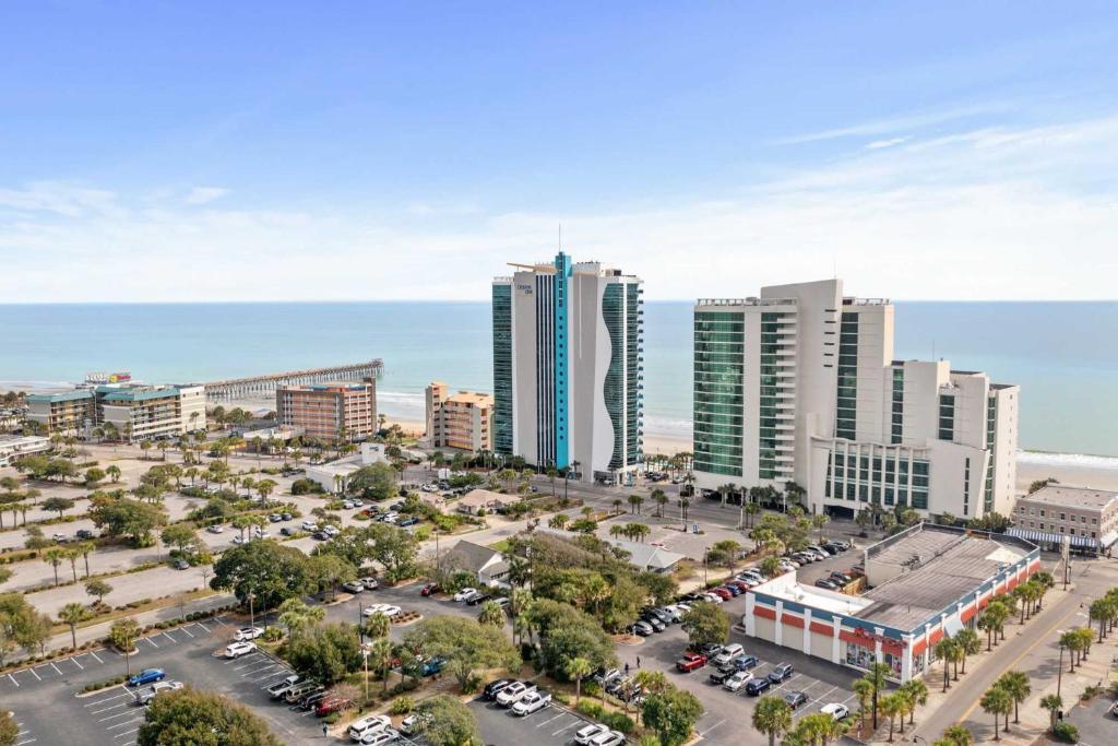 an aerial view of a city with tall buildings at Oceans One Resort Unit 404 - Oceanfront in Myrtle Beach