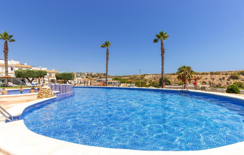 a large swimming pool with palm trees in the background at Stunning Home In San Fulgencio in San Fulgencio
