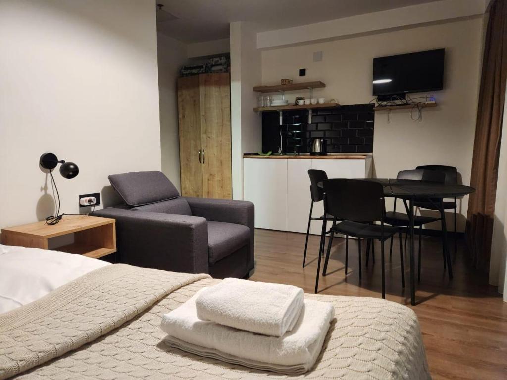 TV a/nebo společenská místnost v ubytování Walk to Ski Lift-1BR-Studio-Balcony-Parking