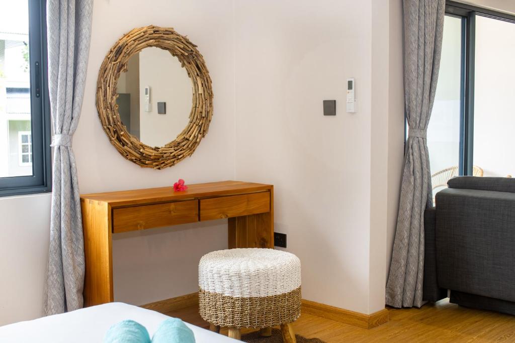 Postel nebo postele na pokoji v ubytování Anse Boudin Chalets