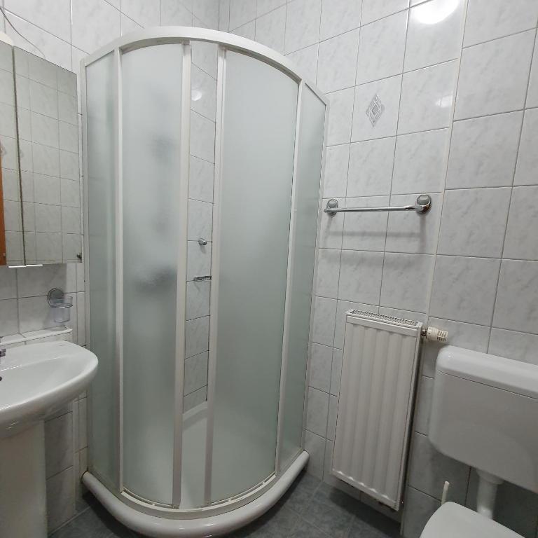 Koupelna v ubytování Apartments Rombon