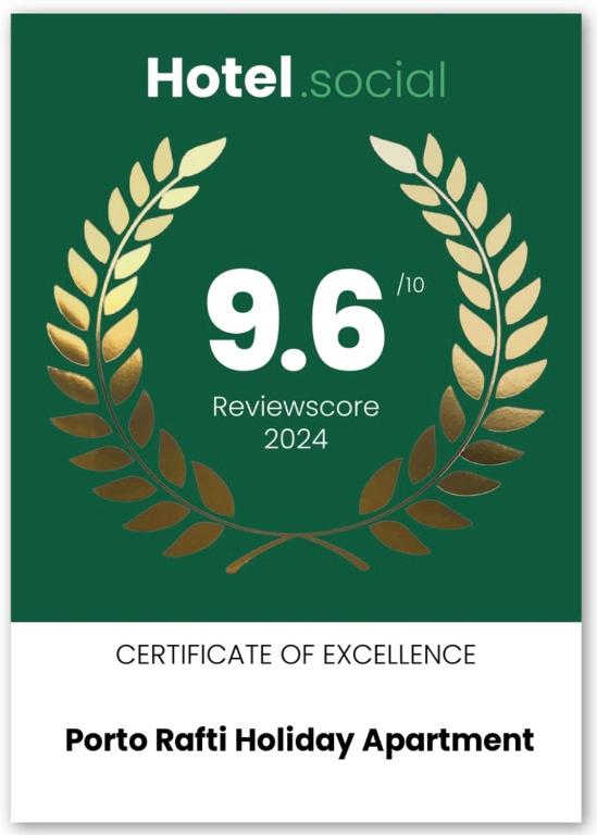 Certifikát, hodnocení, plakát nebo jiný dokument vystavený v ubytování Porto Rafti Holiday Apartment