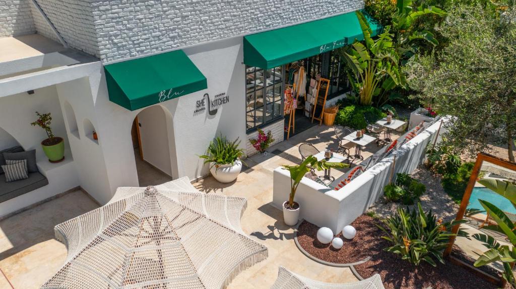 an overhead view of a restaurant with a eiffel tower at Ölüdeniz Blu Luxury Unique Hotel - Adults-Only in Oludeniz