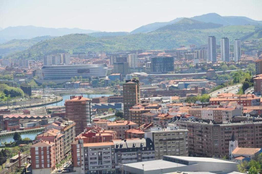 widok na miasto z budynkami i rzeką w obiekcie Hospital de Cruces Barakaldo BEC Piso muy luminoso w mieście Barakaldo