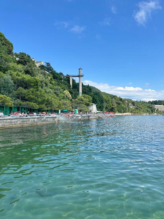 a view of a body of water with trees at Hotel Riviera & Maximilian's in Trieste