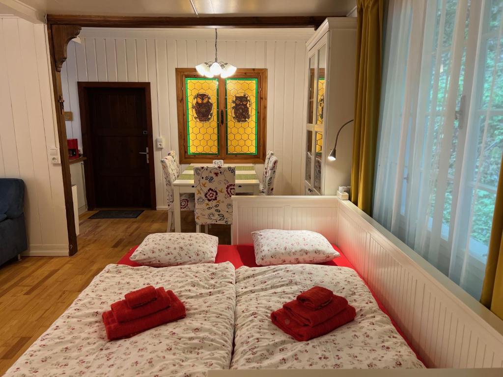 Postel nebo postele na pokoji v ubytování Sommerhaus Zur Eule