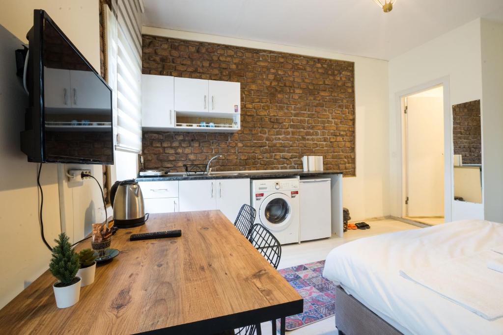 Kuchyň nebo kuchyňský kout v ubytování Zelya İstanbul flats