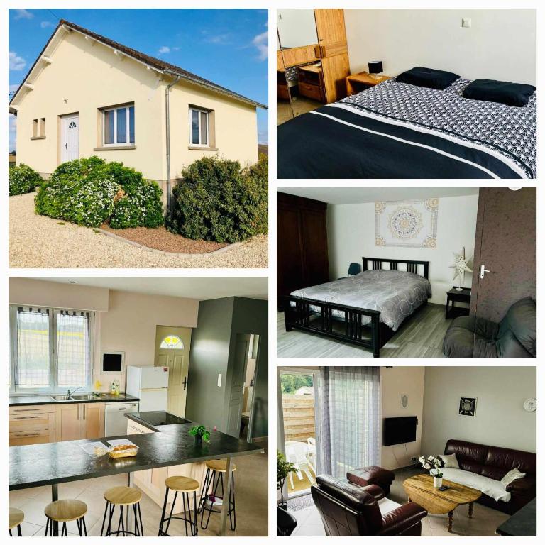 un collage de quatre photos d'une maison dans l'établissement Jolie maison avec 4 chambres, à Saint-Martin-dʼOrdon