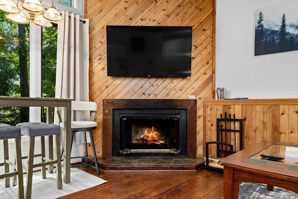 Televisyen dan/atau pusat hiburan di Cozy Condo in Wintergreen Resort That Sleeps 4!