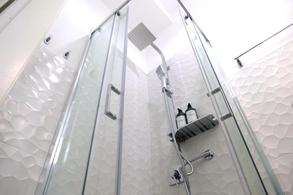 una doccia con una porta in vetro in un bagno di My Dream in Rome a Roma