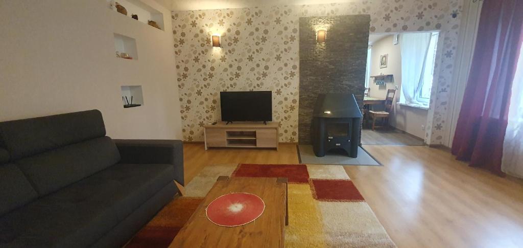 TV a/nebo společenská místnost v ubytování Cozy house with sauna and terrace