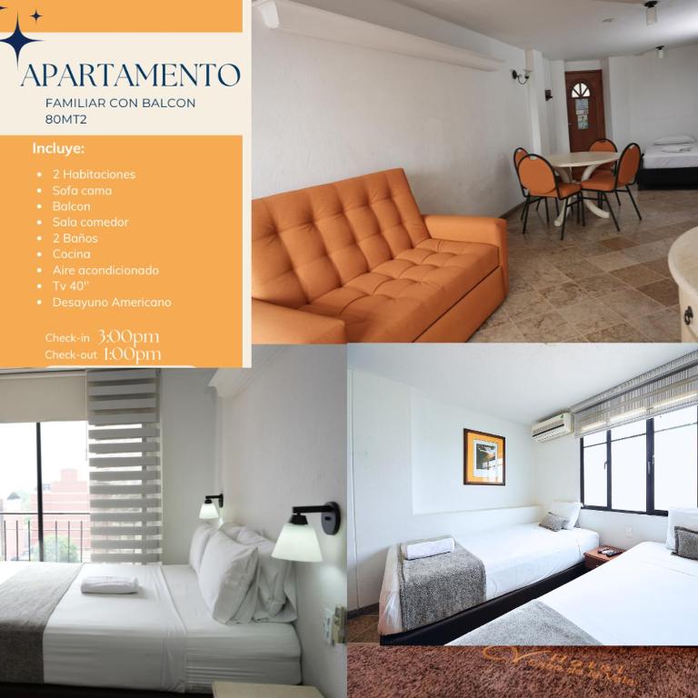 Postel nebo postele na pokoji v ubytování Hotel Cabo de la Vela Medellin
