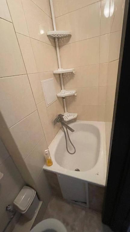 Un baño con bañera y WC. en Ed's Vacation Home, en Riga