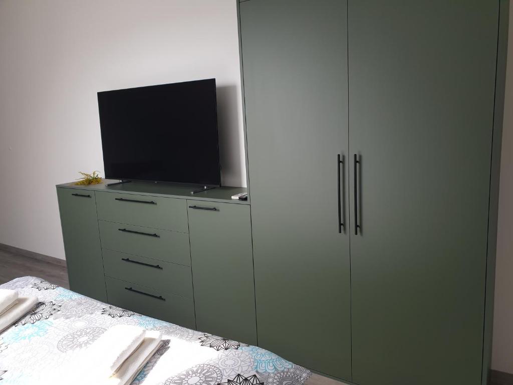 TV a/nebo společenská místnost v ubytování apartmány Miška Mirkovice