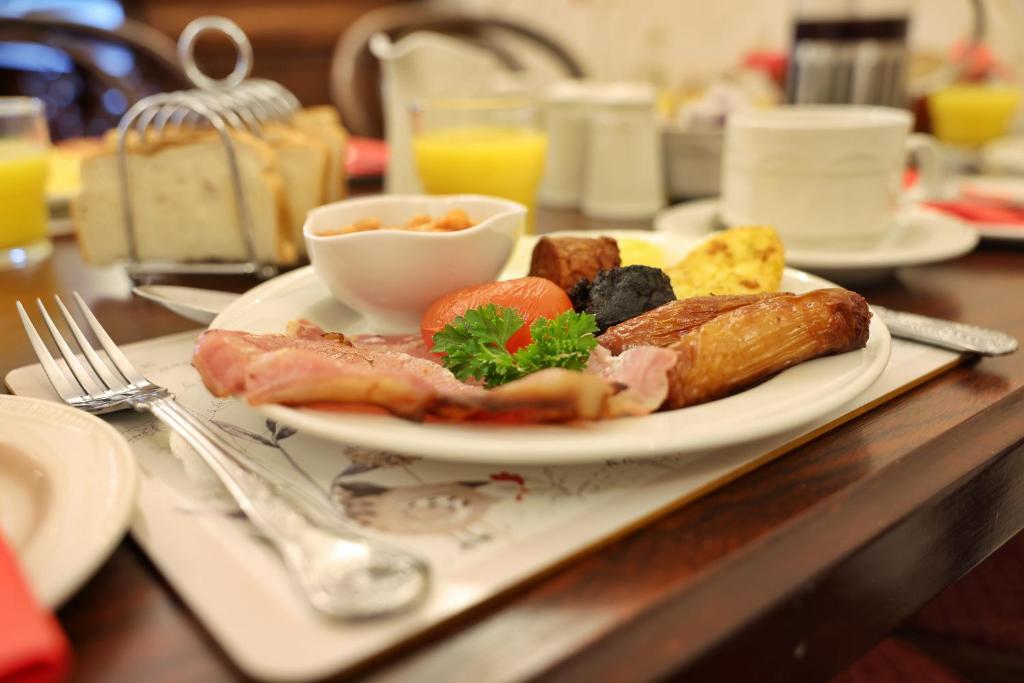 a plate of breakfast food on a table at Meadowside B&B in Bunclody
