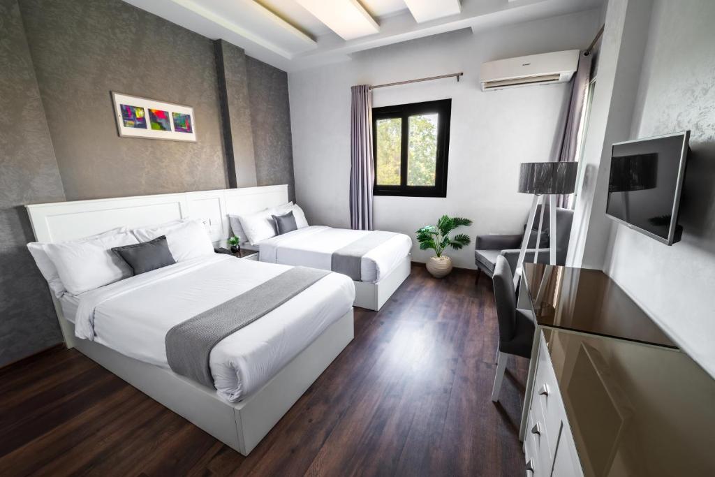 TV a/nebo společenská místnost v ubytování Nile Villa Hotel