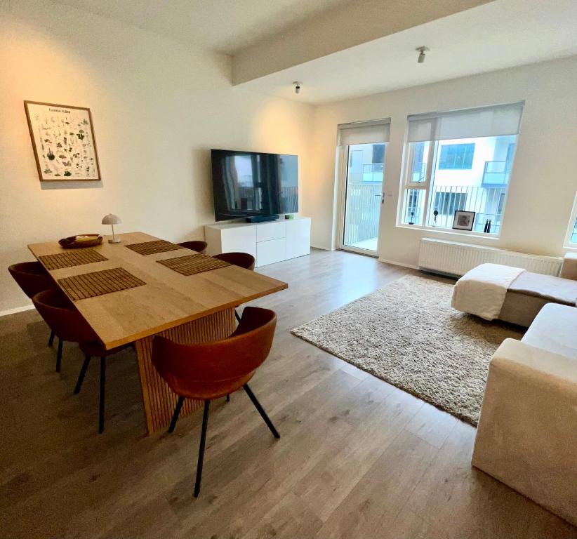 TV a/nebo společenská místnost v ubytování Modern Luxury Apartment Downtown