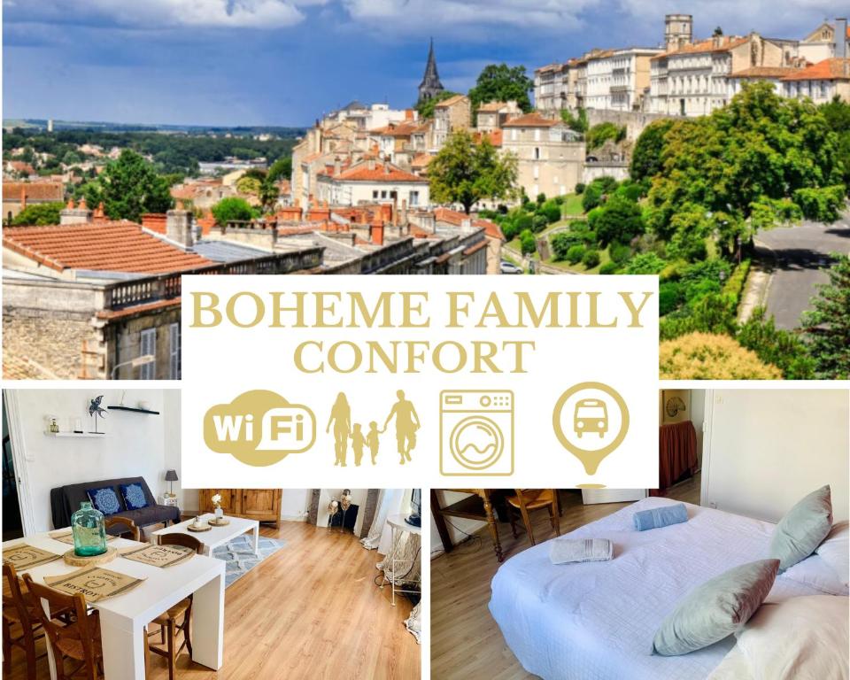 Un ou plusieurs lits dans un hébergement de l'établissement Maison de ville au Cœur d'Angoulême- 2 chambres-Wifi- Cosy - Idéal de 1 à 6 Personnes - conciergerie J&N