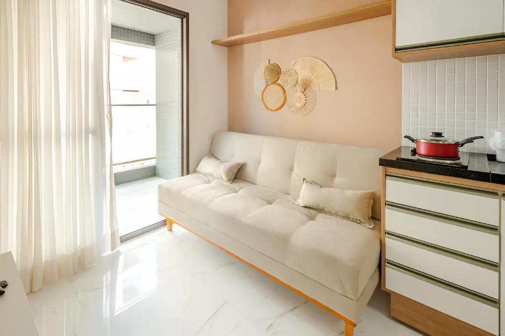 Cama ou camas em um quarto em Apartamento na Barra