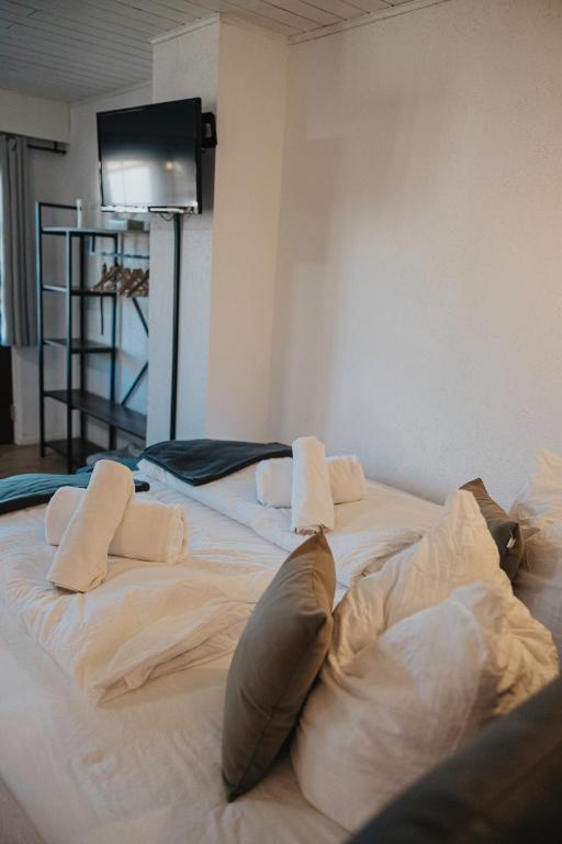 Postel nebo postele na pokoji v ubytování Apartment am Annaweiher
