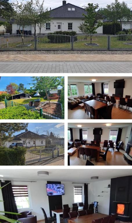 a group of four pictures of a house at Ferienhaus Urlaubstraum in Ueckermünde