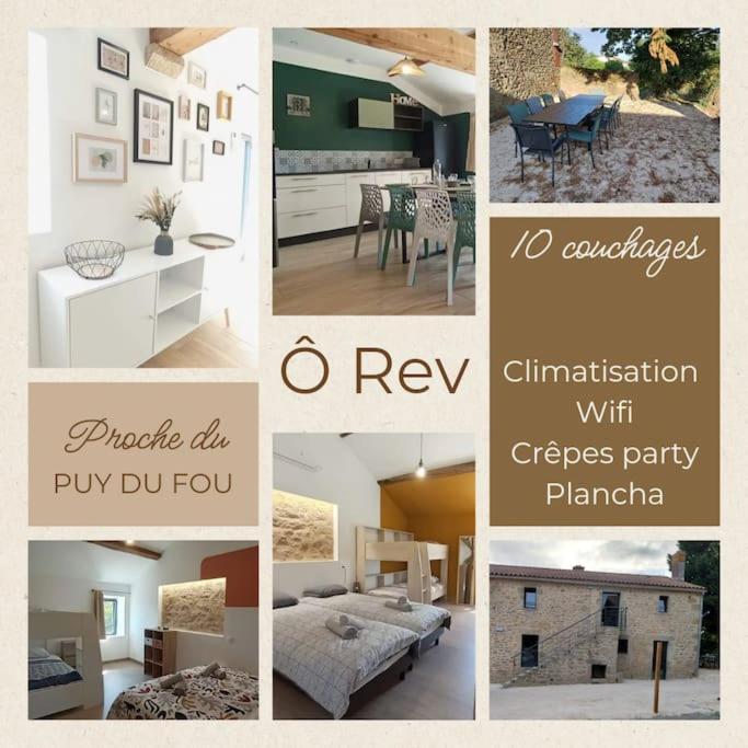 un collage d'images de différents types de pièces dans l'établissement Ô Rev, à Chambretaud