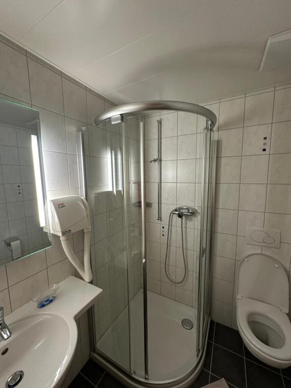 Koupelna v ubytování Auberge Aux Deux Sapins