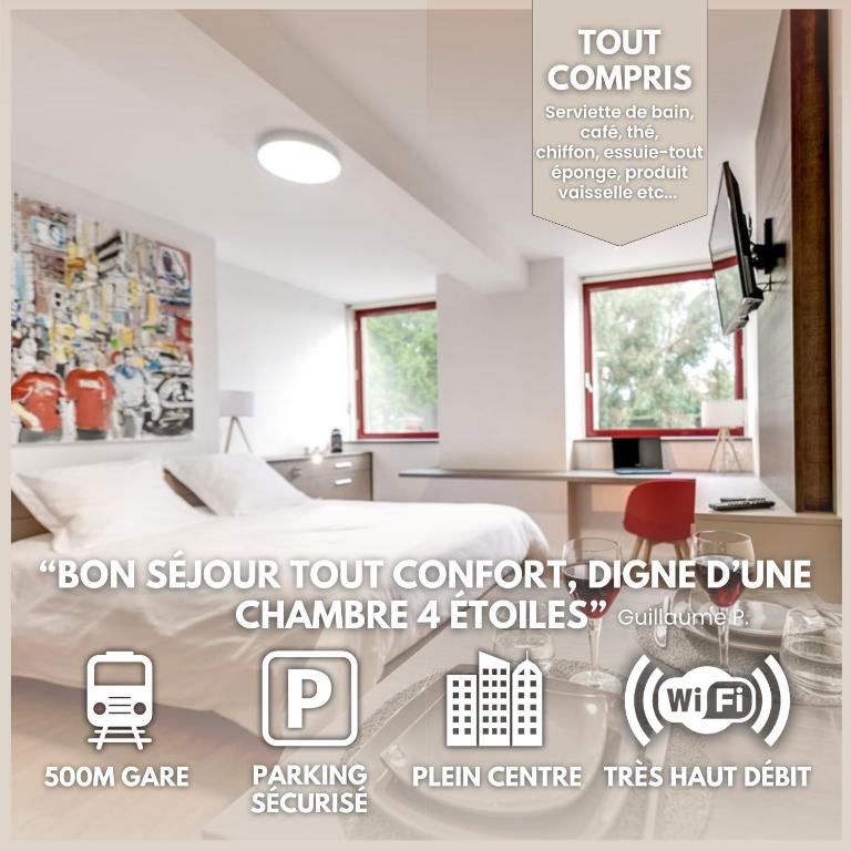 une affiche pour une visite d'une maison avec une chambre dans l'établissement Le Nénuphar - Parking, Hyper-Centre, 500m Gare, à Cholet