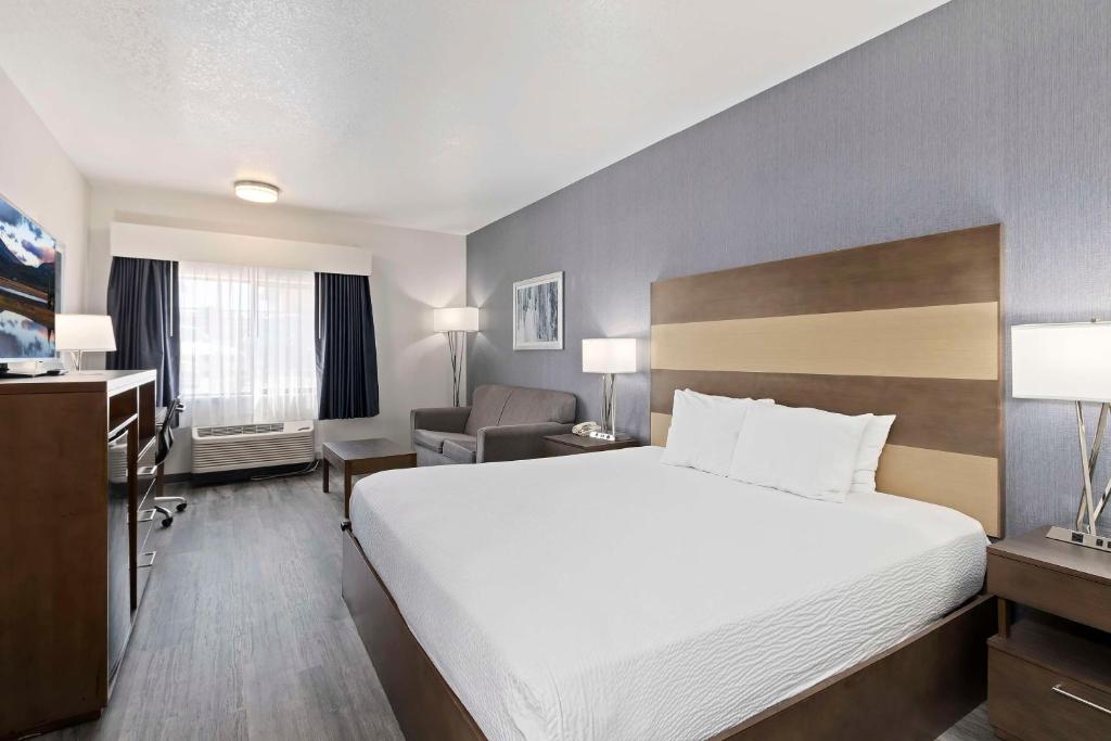 a hotel room with a bed and a desk at Best Western Plus Twin Falls Hotel in Twin Falls
