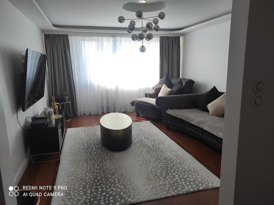 un salon avec un canapé et une table dans l'établissement Grand F3 COSY proche du centre-ville, à Strasbourg