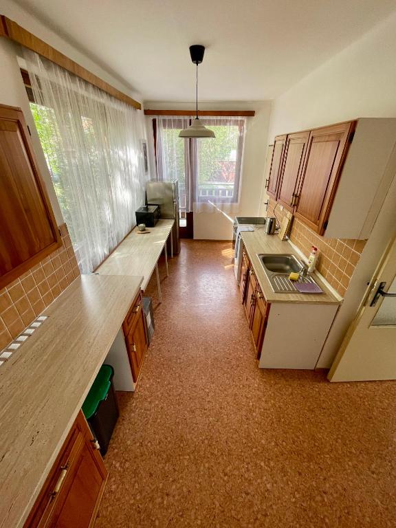 Kuchyň nebo kuchyňský kout v ubytování Apartment s terasou Lysá