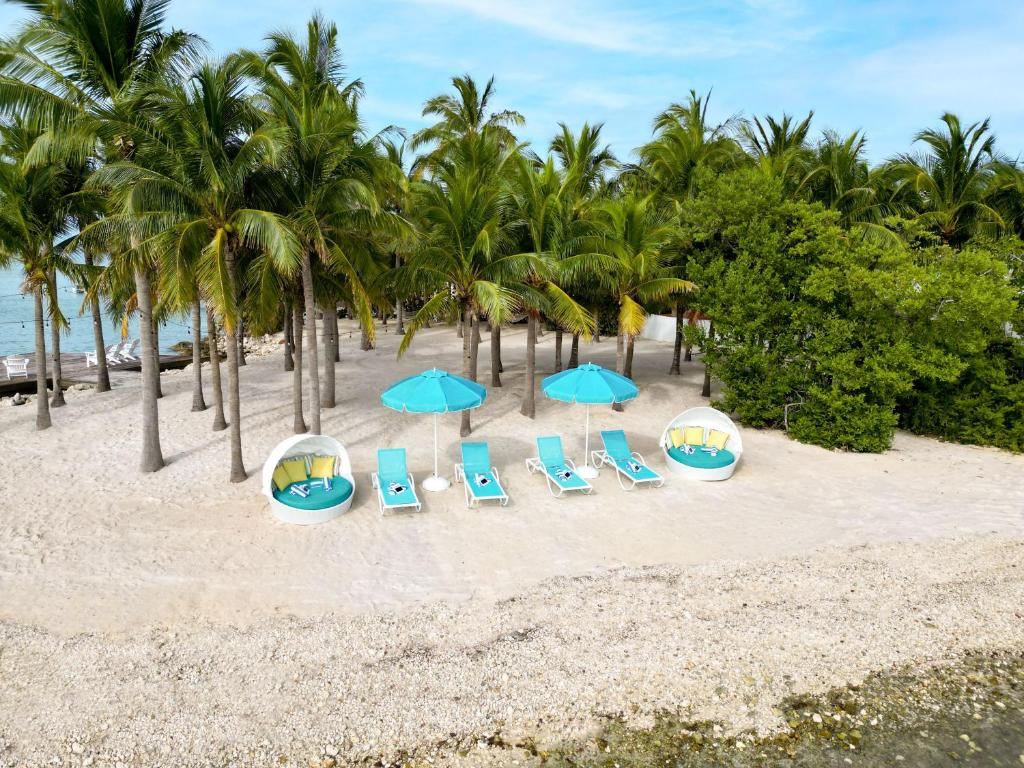 a group of chairs and umbrellas on a beach at Isla Bella Beach Resort & Spa - Florida Keys in Marathon