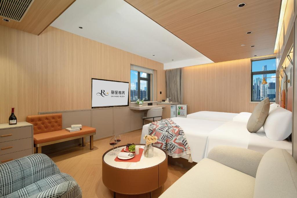 Posezení v ubytování Grandee Rezen - TaiKoo Hui Plaza Shipaiqiao Metro Station