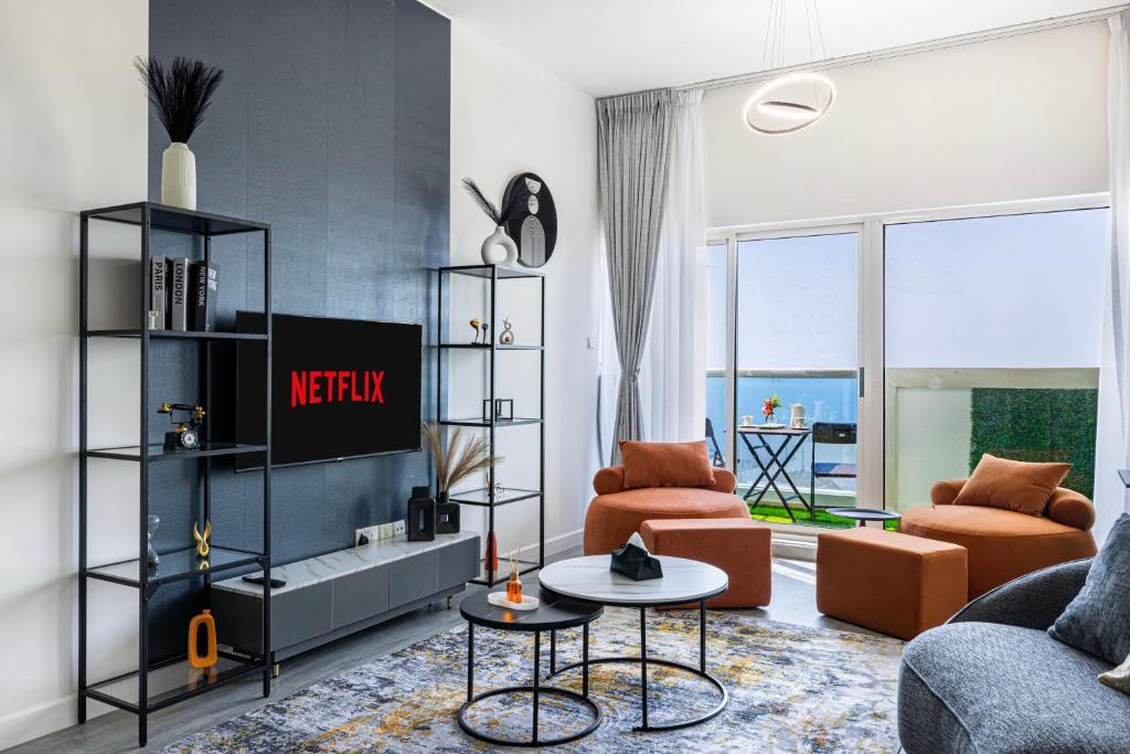 Istumisnurk majutusasutuses Sleek nordic style seaview condo