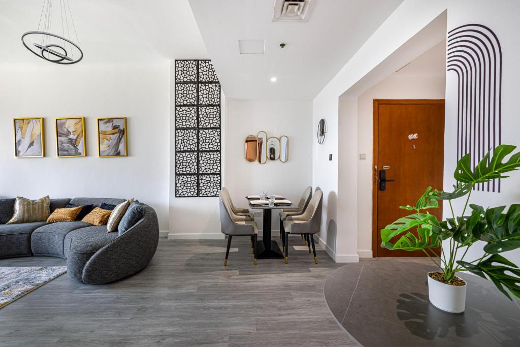Istumisnurk majutusasutuses Sleek nordic style seaview condo