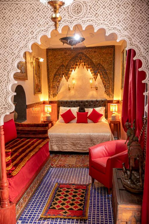 Posezení v ubytování Riad Bab Chems