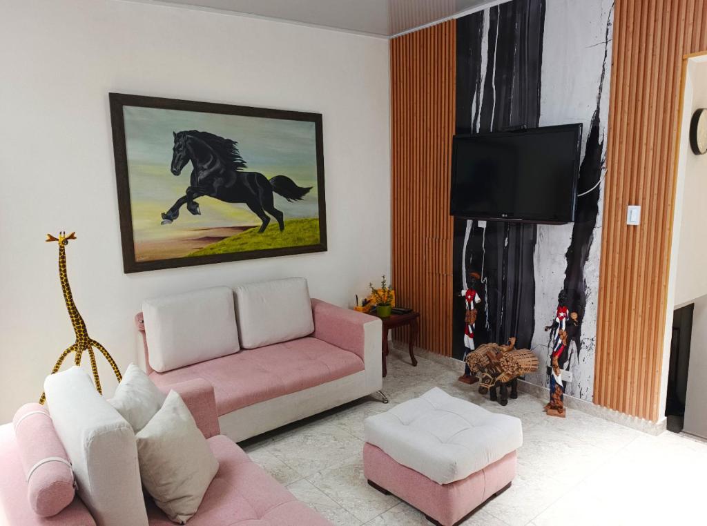 Istumisnurk majutusasutuses Comodas y agradables Habitaciones en Chipre