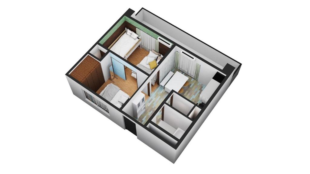 floor plan of a house with furniture at 703 Family room Near Kiowa station walk 1min in Tokyo