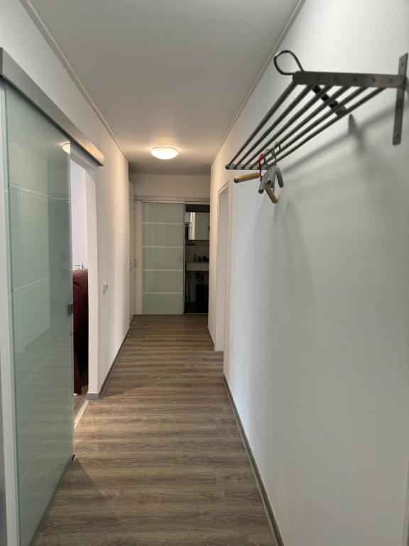 a hallway of an office building with a long corridor at Ferienwohnung Bingen in Bingen am Rhein