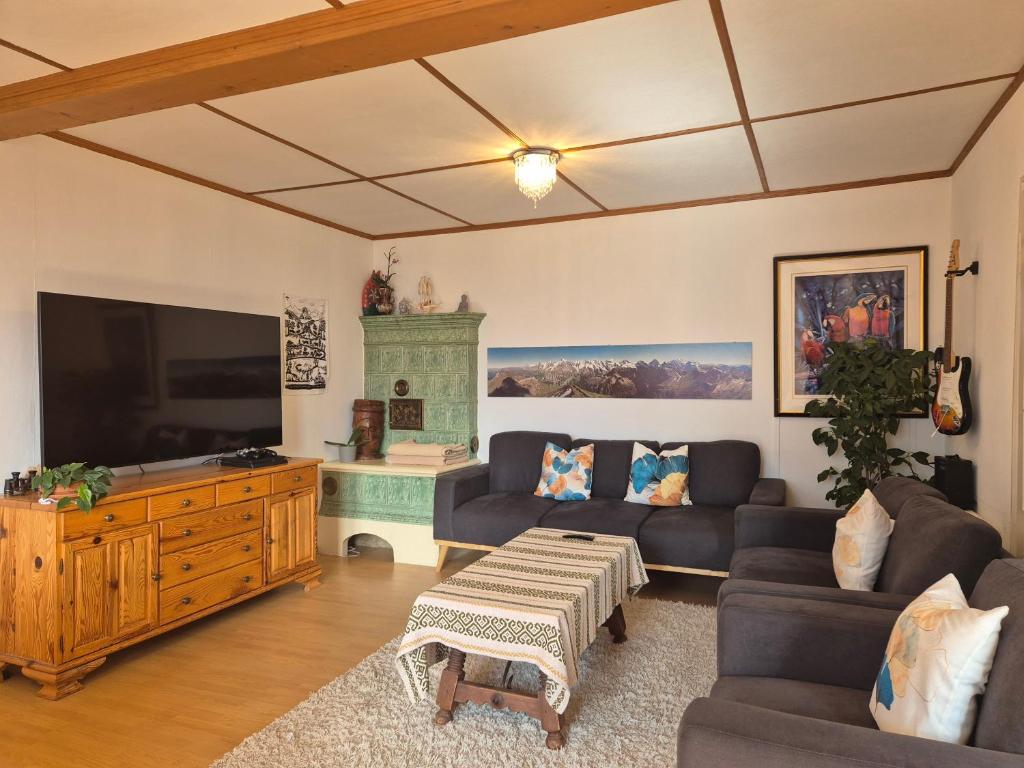 TV a/nebo společenská místnost v ubytování Chalet Aargovia South