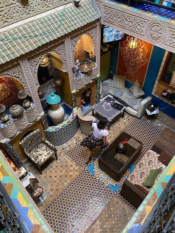Posezení v ubytování Riad Jennah Rouge