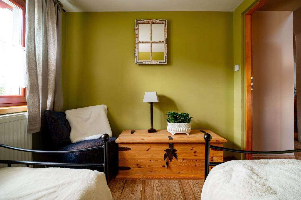 Posteľ alebo postele v izbe v ubytovaní Apartament nad Potokiem Sauna, Jacuzzi, SPA