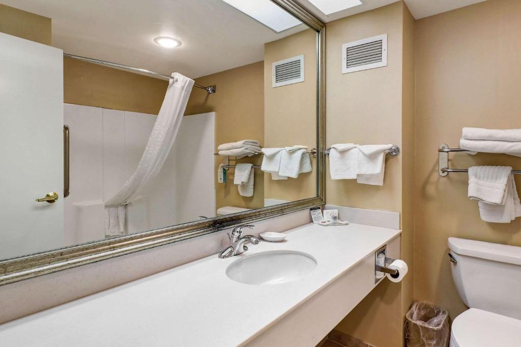 a bathroom with a sink and a mirror at Comfort Inn Bellingham in Bellingham