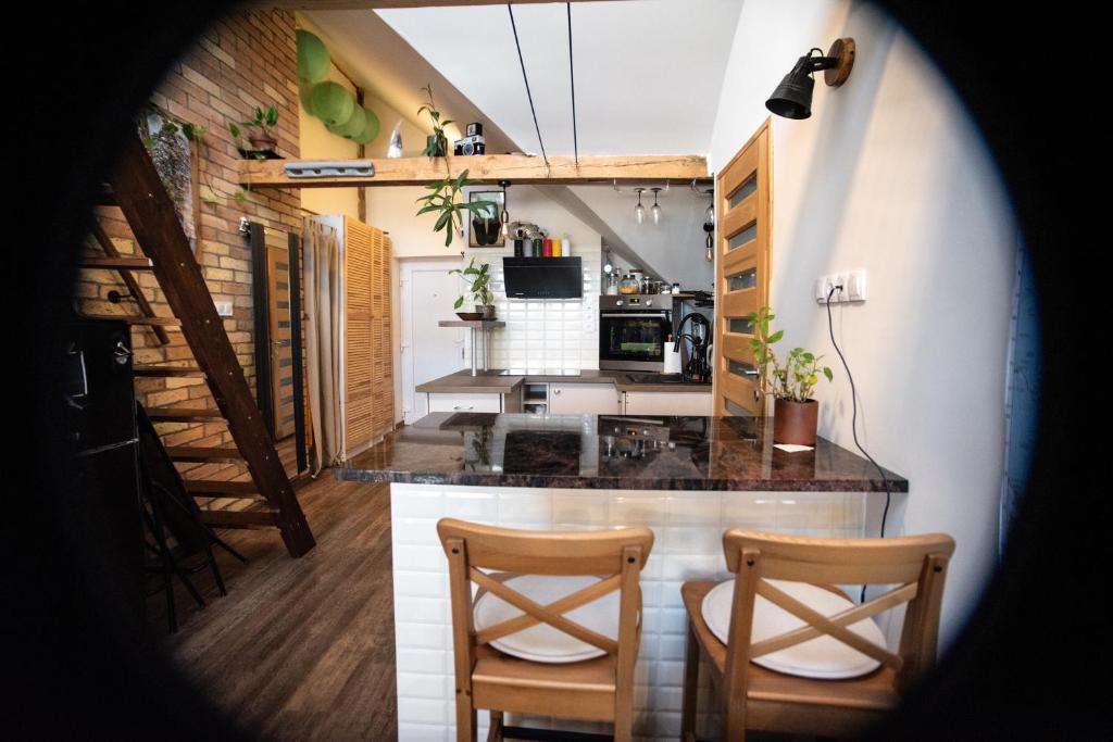 A kitchen or kitchenette at Treehouse apartment