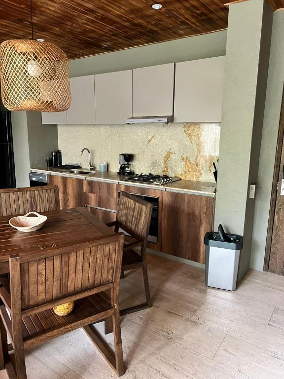Kuchyň nebo kuchyňský kout v ubytování Villa Privada en Naio Palomino