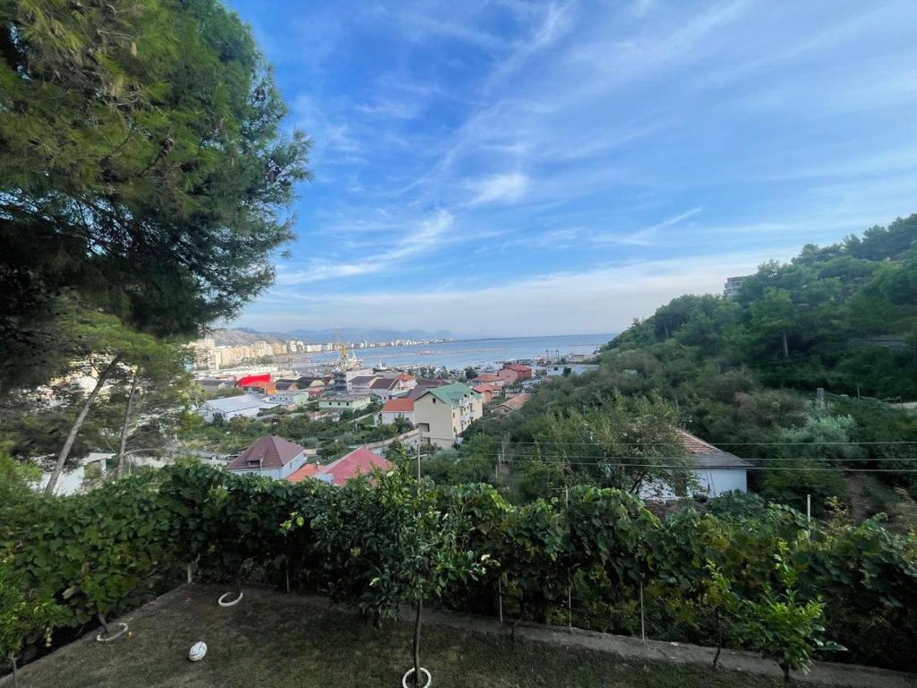 a view of a town from a hill at Vila Frroku in Shëngjin