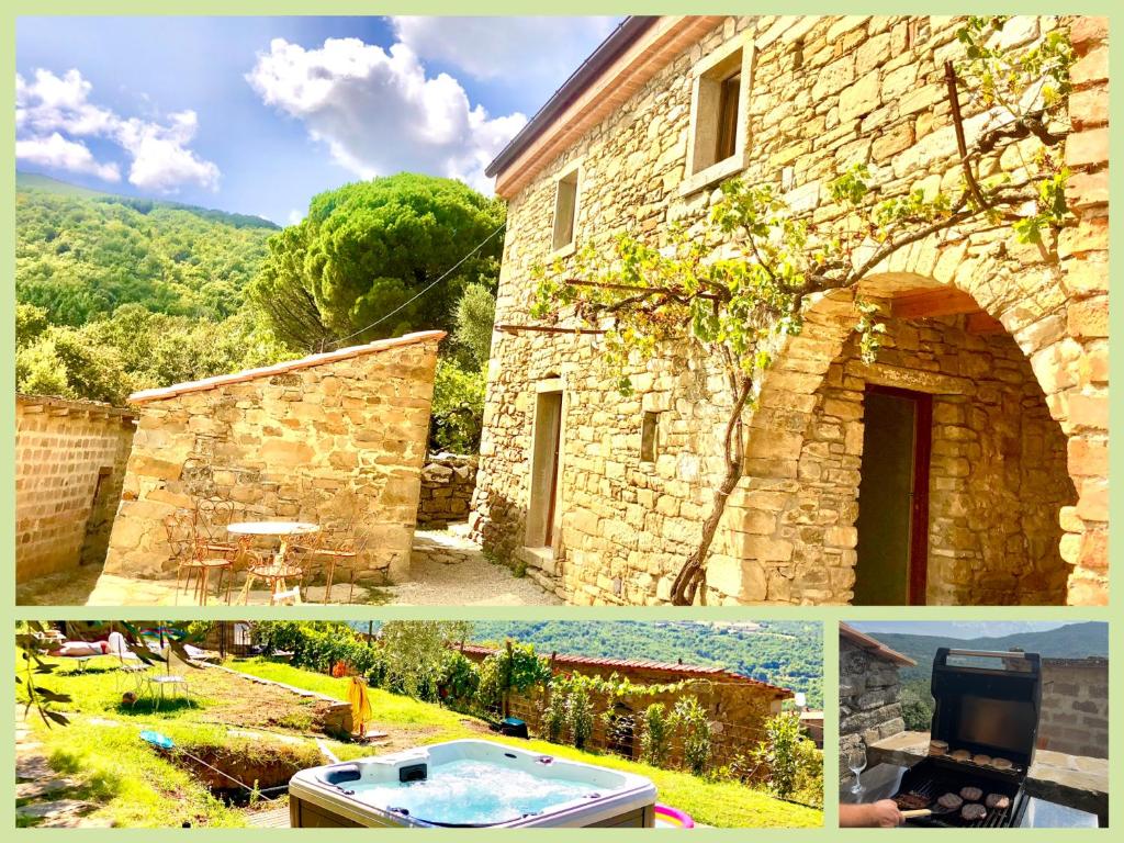 Κήπος έξω από το Bio Agriturismo Alba Etrusca di Cortona - Organic Farmhouse- Appartamento Lavanda-Appartamento Rosmarino - vasca idromassaggio esterna da maggio ad ottobre